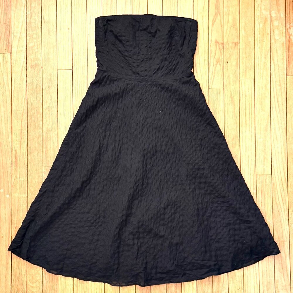 J. Crew Strapless Lightweight Cotton Midi Dress in Black Women's Sz 4